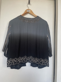 Kimono de algodón con marga 3/4 bordado en mostacillas y canutillos - tienda online