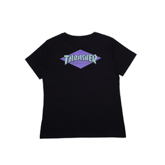 Camiseta Feminina Thrasher Diamond Dot Collab Santa Cruz x Thrasher Preta - comprar online