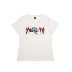 Camiseta Feminina Thrasher Screaming Hand Logo Collab Santa Cruz x Thrasher Off White