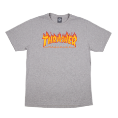 Camiseta Thrasher Magazine Flame Logo Cinza Mescla