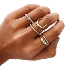 Conjunto Com 5 Anéis Meia Lua