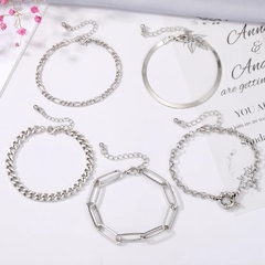 Conjunto 5 pulseiras prateadas Fita na internet