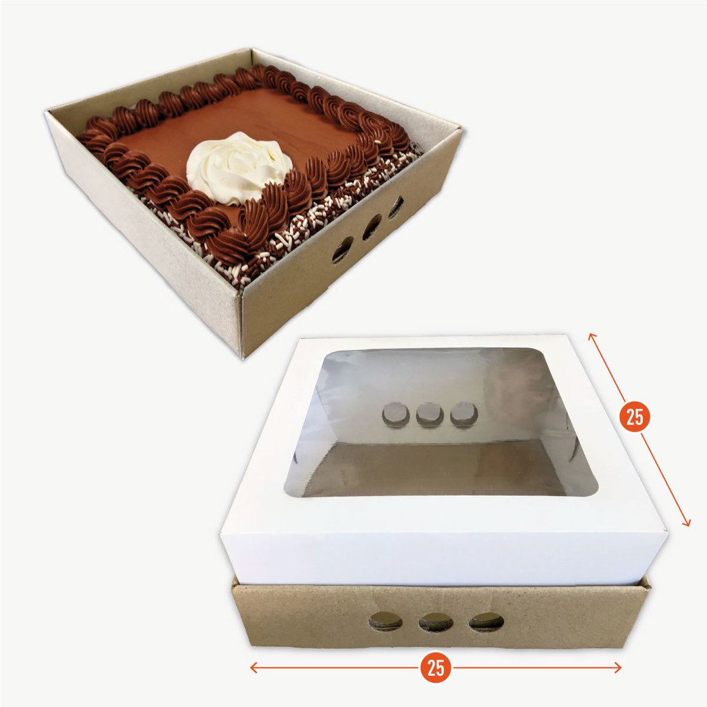 Caja Para Torta Tarta Sandwichs 28x28x6 M/m C/visor X100