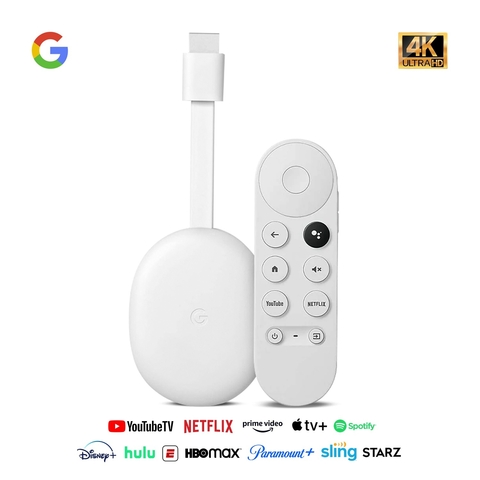 CHROMECAST 4 WITH GOOGLE TV HD CON CONTROL VOZ SIN FUENTE BLANCO