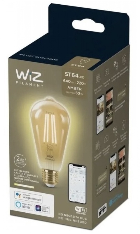 LAMPARA WIZ LED SMART ST64 TW 7W E27 AMBER 1PF