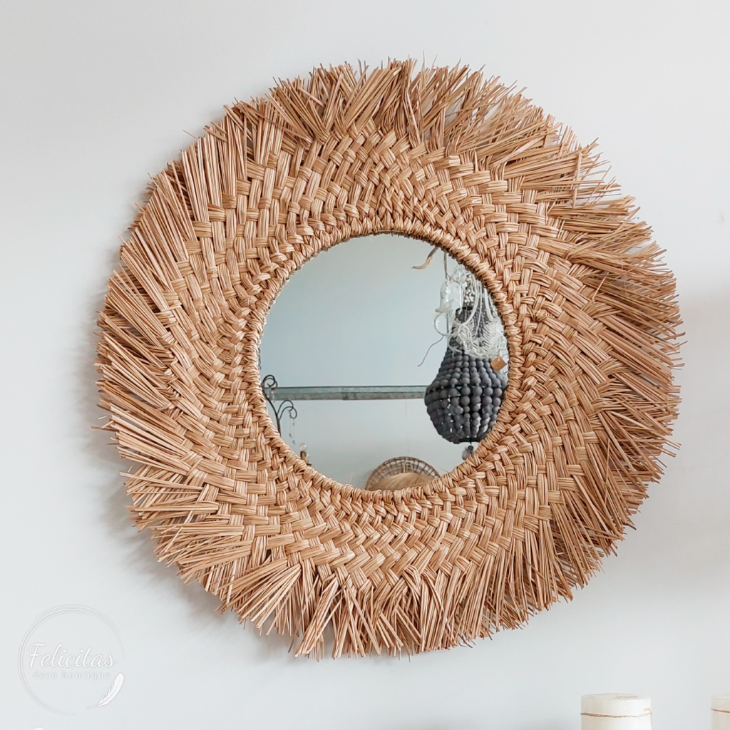 Espejo de pared redondo con círculo Circular, cuerda colgante