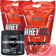 Combo - Whey Integralmedica Morango + Creatina Black Skull