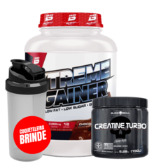 COMBO PARA GANHO DE MASSA: 1 Hipercalórico Xtreme Gainer 3Kg + 1 Creatina Creatine Turbo Black Skull 150g