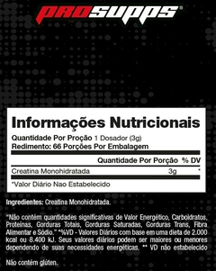 CREATINA MONOHIDRATADA PREMIUM - 200GRAMAS - PROSUPPS - comprar online