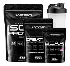 KIT WHEY ISOLADO + CREATINA + BCAA + BRINDE COQUETELEIRA