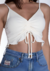 Top Cropped Feminino de Alça Com Franzido Busto PuraMania