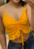 Top Cropped Feminino de Alça Com Franzido Busto PuraMania na internet