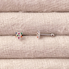 Piercing flor colorida - comprar online