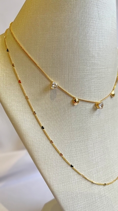 Chocker Melissa com pingentes de coração de zircônia e lisos banhado em ouro 18k - Andressa Caldas Joias