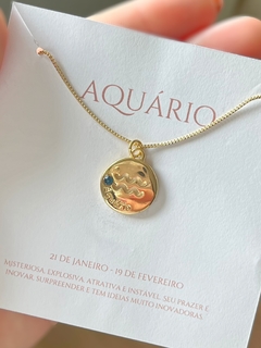 Imagem do Gargantilha com pingente de signo banhada em ouro 18K