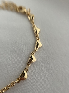 Pulseira Infantil Ana com corações e pérola banhado em ouro 18k - comprar online