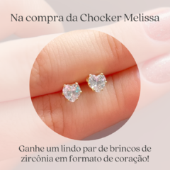 Chocker Melissa com pingentes de coração de zircônia e lisos banhado em ouro 18k