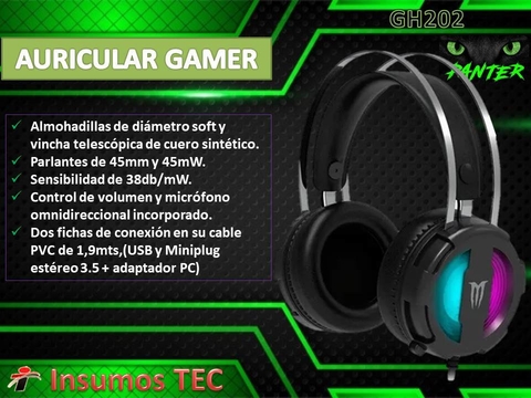 Auricular Gamer | Microfono | Led Rgb | Panter Gh202