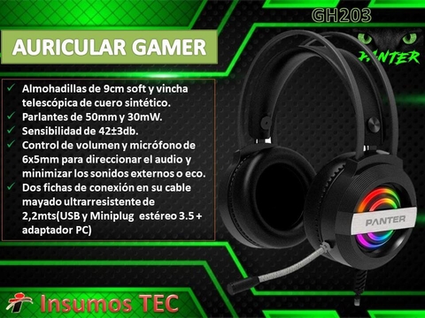 Auricular Gamer | Led Rgb | Panter Gh203 Premium