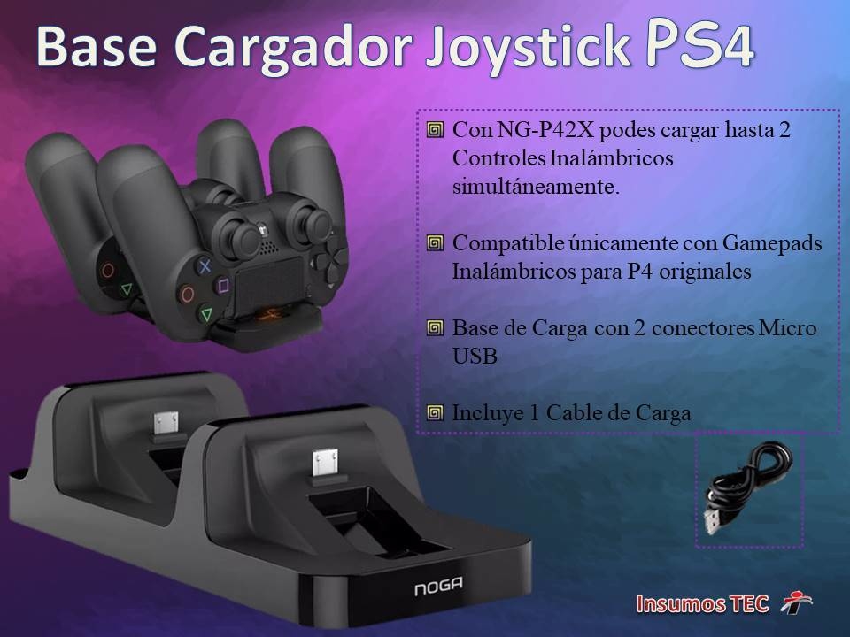 Accesorios Ps4 Base Soporte Cargador Doble Joystick Play 4