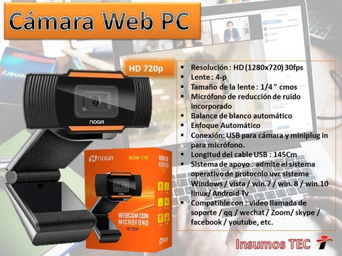 Camara Webcam Para Pc Con Microf Hd 720p Noga