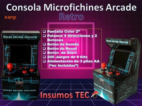 Consola Microfichines Arcade Kanji 200 Juegos 8 Bit