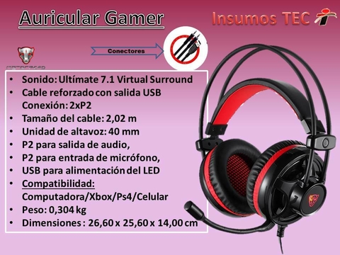 Auricular Gamer Motospeed H11 Negro Premium