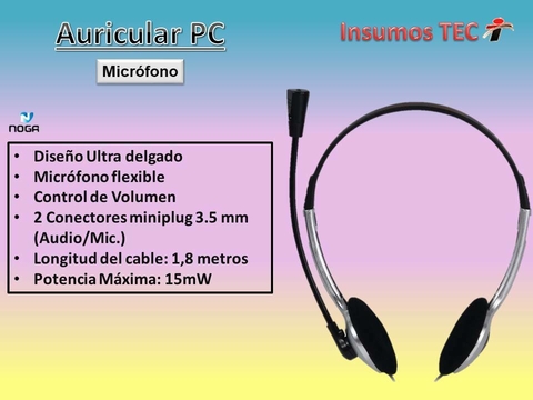 Auriculares  Noga Microfono Pc Headset 2 Plug 3.5mm Skype Zoom