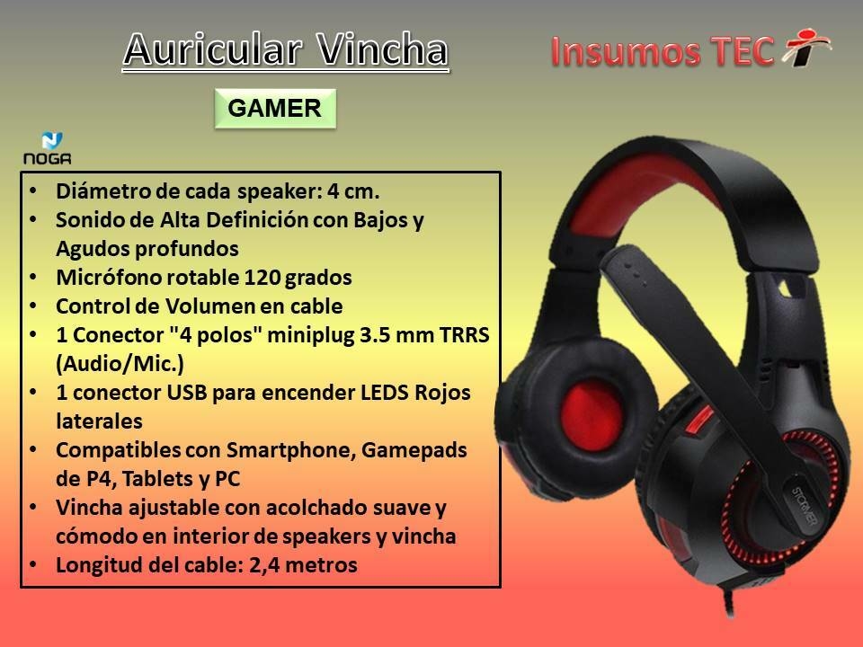 Auricular Gamer Con Microfono Y Luces Stereo Con Cable Jack 3.5