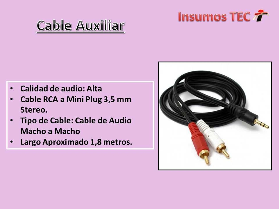 Cable Rca Audio Auxiliar A Mini Plug 3.5mm Parlantes 3 Mts