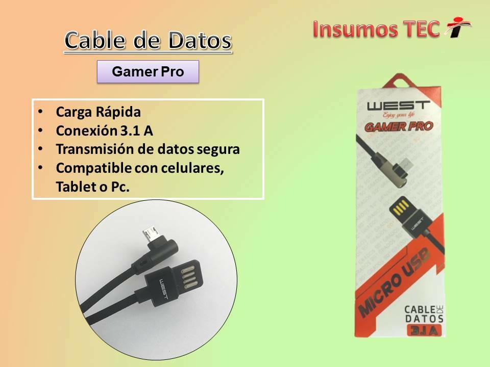 Cable Micro Usb verde 2.4A Carga Rápida y 1 Metro Móvil Tablet