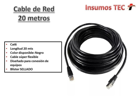 Cable De Red Lan Ethernet Rj45 Utp 20 Metros Mts Armado