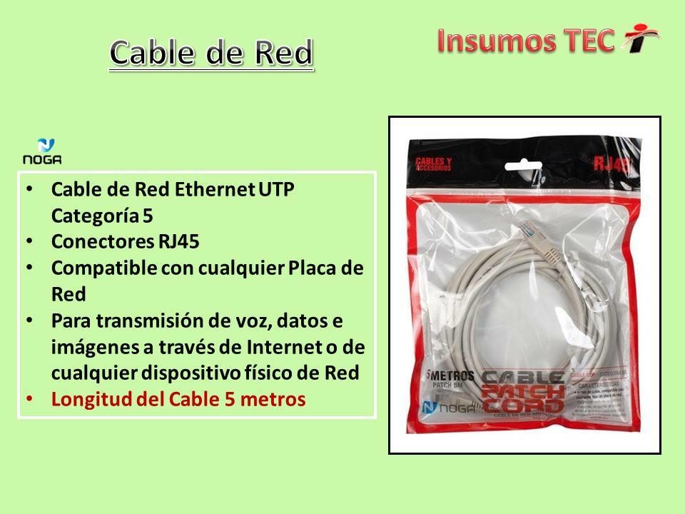 Cable De Red Patchcord 3 Metros Utp Armado Lan Cat. 5e Rj45