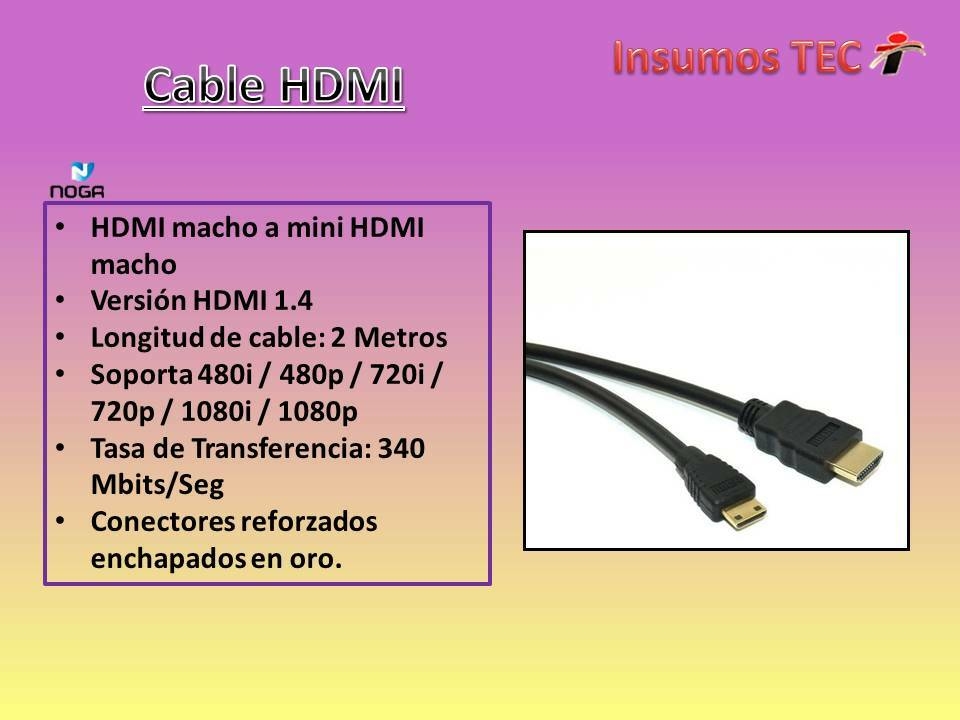 Cable Hdmi a miniHdmi con adaptador, 2 metros