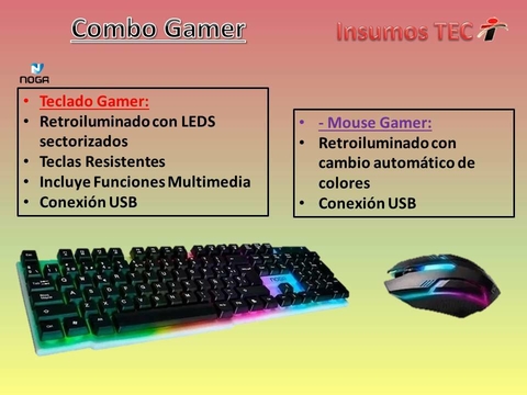 Combo Teclado + Mouse Gamer Led Retroiluminadopc Ps4 Nkb-091