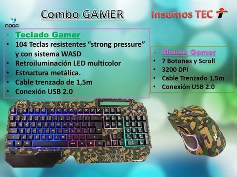 Combo Gamer Teclado Y Mouse Con Luz Camuflado Premium