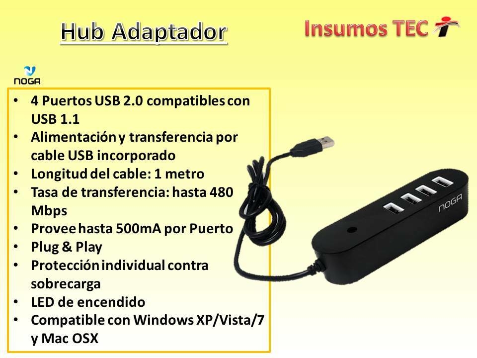 Multiplicador Hub Usb 4 Puertos Usb 2.0 480 Mbps