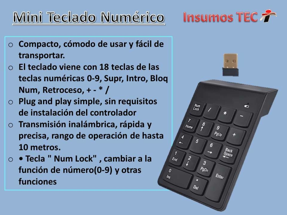 18 Teclas Inalámbrico Número Almohadilla Teclado Numérico Po