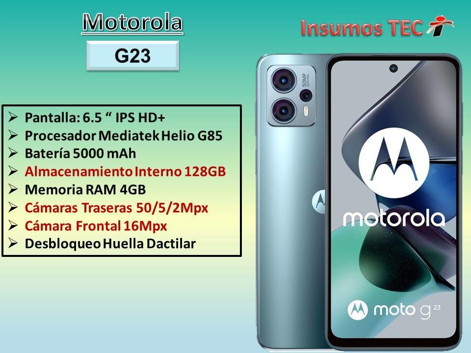 Motorola Moto G23 - Celular 128GB Memoria, 4GB de RAM, Cámara 50MP