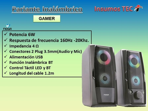 Parlante Gamer Noganet ng-bt95p BT Touch 6w luces rgb