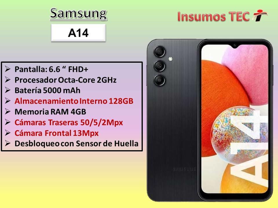 Samsung Galaxy A14 (2023) 128gb 4gb Ram Negro + Vidrio Full Cover
