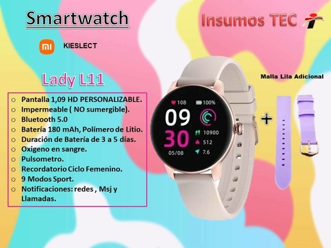 Smartwatch Xiaomi Kieslect L11 Rosa + Malla Purpura