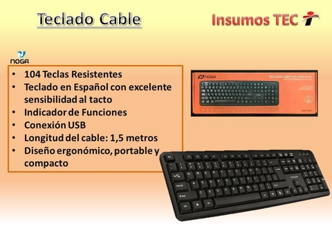 Teclado Con Cable Pc Usb Noga Net Nkb-78011 Notebook Español