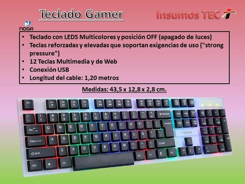 Teclado Gamer Retroiluminado Nkb216 Pc Usb Teclas Reforzadas