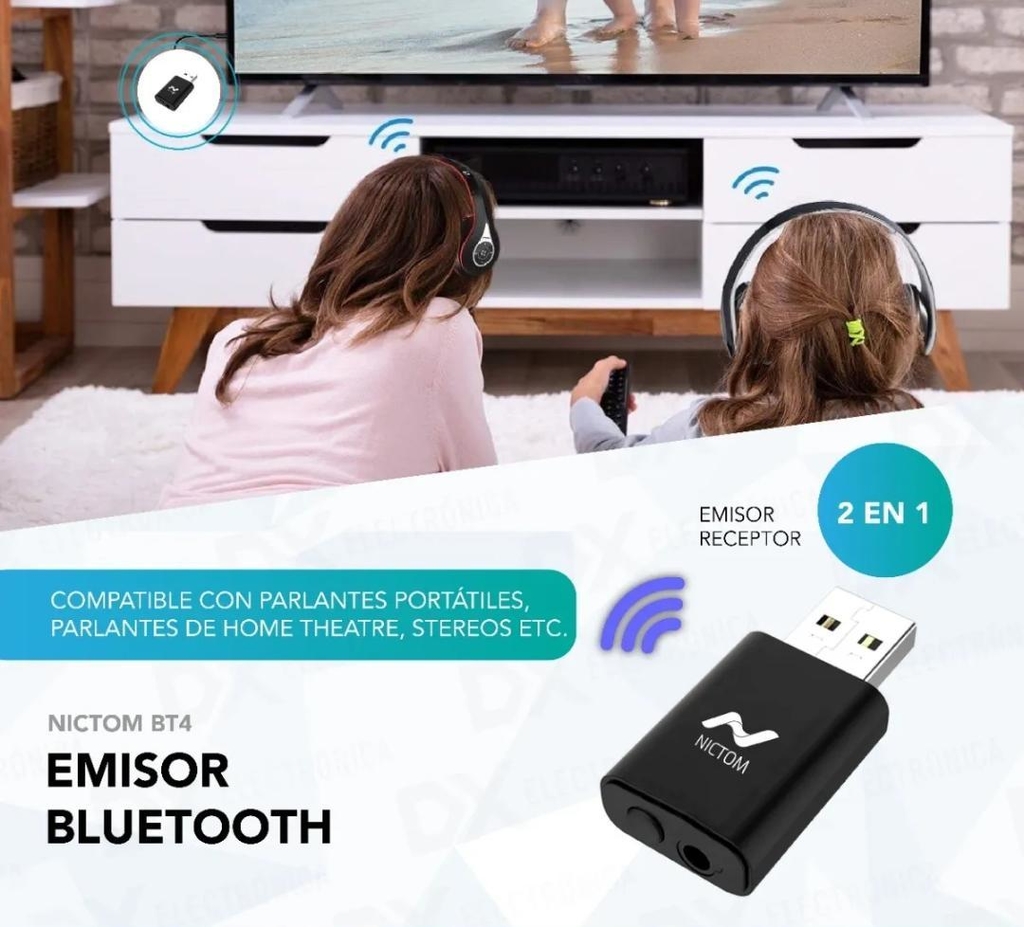 Emisor Transmisor De Audio Bluetooth 5.0 Receptor Jack 3.5mm