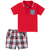 Conjunto Tommy Hilfiger com camisa polo e shorts xadrez