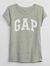 Camiseta t-shirt GAP cinza com logo branca brilhante de glitter