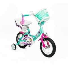 Bicicleta Infantil de Paseo Rodado 12 Verde y Rosa