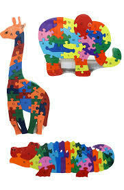 Puzzle Animales Letras y Numeros de Madera