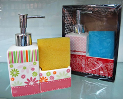 Dispenser de Detergente P/Cocina C/Esponja Cuadrado Caja Visor